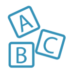 Blue icon of A, B, C blocks.